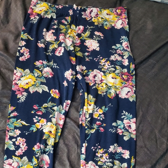 ♡ X Large ♡ Dark Blue & Floral Print ♡  Leggings ♡ - Picture 6 of 7